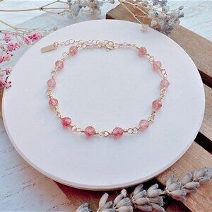 New Mini Strawberry Quartz Bracelet | Handmade in BC